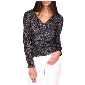 Micheal kors leopard long sleeve print top